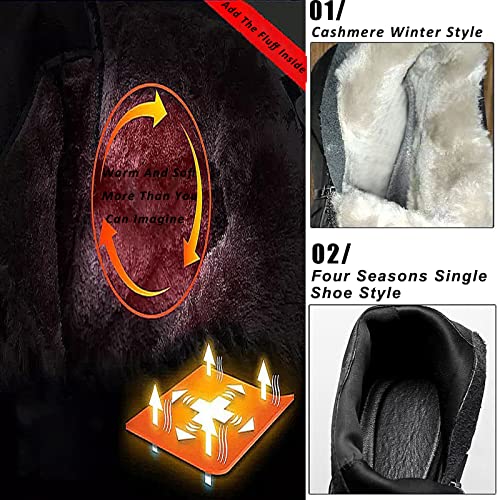 IGZBIBG Men's Print Genuine Leather Ankle Bootsm,Side Zipper High-topFashion Boots,Casual Non-SlipWarmFleece Boots3