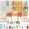 200 Pcs Hair Beads Jewelry, Dreadlock Jewelry for Hair Braids, Hair Accessories Gem Crystal Hair Charms, Metal Hair Coils Rings, Gold and Silver Hair Pendants, Braid Cuffs, Clips
