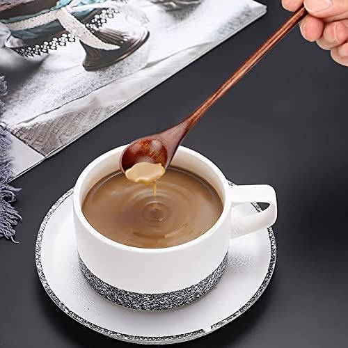 6 Pcs Wooden Coffee Spoon Teaspoons Handmade Wood Iced Tea Spoons Small Stirring Spoon Espresso Mixing Spoons