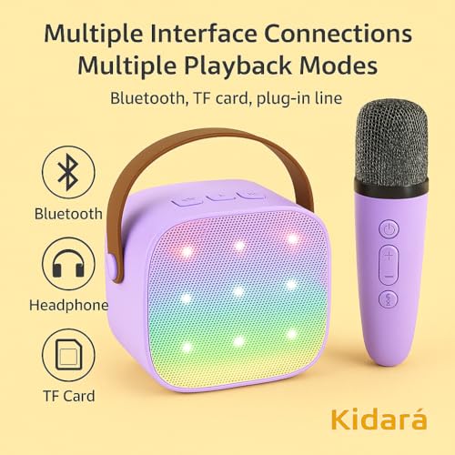 Image of SingStar Karaoke Speaker and Wireless Mic for Kids Toddlers Bluetooth Portable for Girls Boys Perfect Birthday Gifts Ages 4, 5, 6, 7, 8, 9, 10+ Years Purple