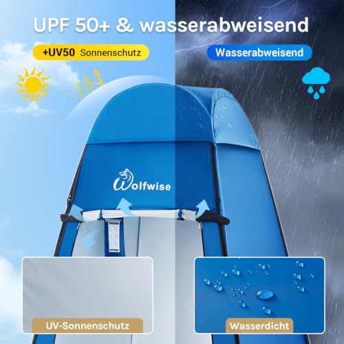 WolfWise PRO Pop Up Duschzelt Camping Silberbeschichtet mit Boden, Überzelt – Ansicht 2