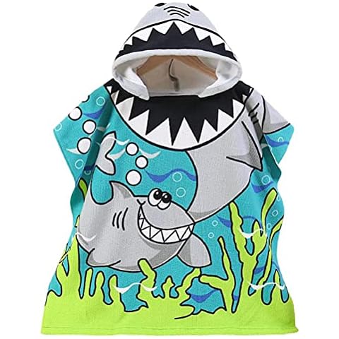 Guanan Kind Poncho Handtuch mit Kapuze, Schwimmen Bad Kapuzenhandtuch, Kinder Mikrofaser Cartoon Bademantel Schnell Trocknende Handtuch Cover