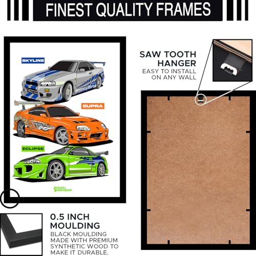Image of BLINKART Nissan Skyline GT-R CarFramed Posters Gift Items Boys Room Wall Decoration Bedroom Office Studio Synthetic Wood Frame & Acrylic Glass Ready to Hang - 18x12 Inch, (A4 Size) - CAR-262