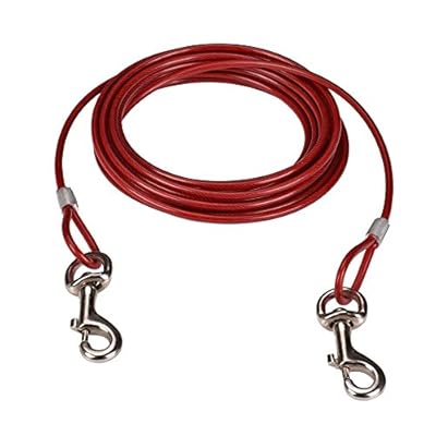 CtopoGo 16ft (5m) Dog Tie Out Cable,Pet Tie Out Cable,Tie-Out Cable for Dogs up to 125 lbs, Suitable for all breeds (5m, Red)