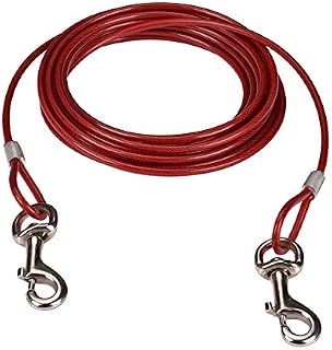 CtopoGo 16ft (5m) Dog Tie Out Cable,Pet Tie Out Cable,Tie-Out Cable for Dogs up to 125 lbs, Suitable for all breeds (5m, Red)