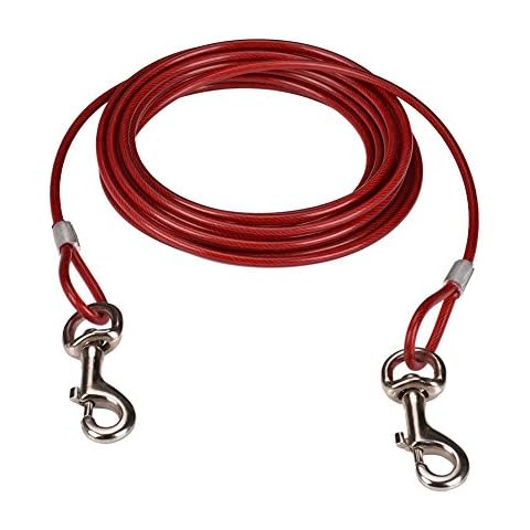 CtopoGo 10ft (3m) Dog Tie Out Cable,Pet Tie Out Cable,Tie-Out Cable for Dogs up to 125 lbs, Suitable for all breeds (3m, Red) Cover