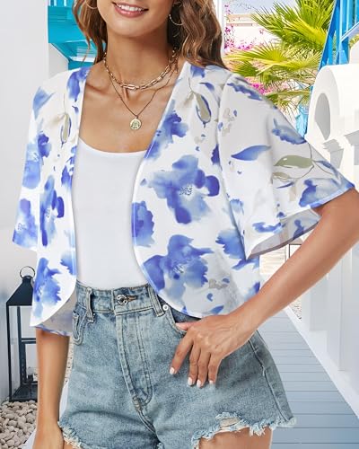 Image of ZNVGIRL Women Shrug Chiffon Cardigans Open Front Short Sleeve Bolero for Evening Dressy 2026