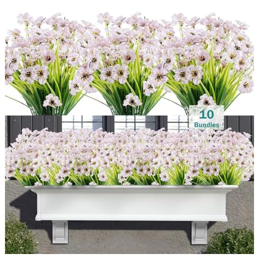 Satefello Artificial Flowers Outdoor, 10 Bundles Artificial UV Resistant Fake Realistic Flowers for Windox Boxes Planters Outside, Front Porch Plants Spring Decor Bouquet for Vase-White