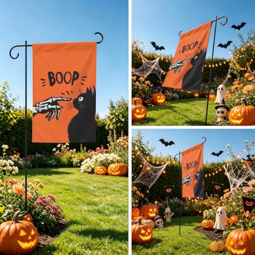 Halloween Garden Flag 12×18 Inch Black Cat Double Sided Linen Yard Flag - image 5