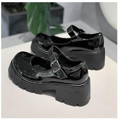 LUXMAX Women Goth Mary Janes Platform Chunky Heel Uniform Shoes Buckle Mid Heel Punk Style Shoes3