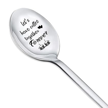 Let's Have Coffee Together Forever Spoon, Wedding Anniversay Birthday Gifts for Him Her, Valentines Day Gift for Husband Hubby Boyfriend BF Tea Coffee Spoons Teaspoons