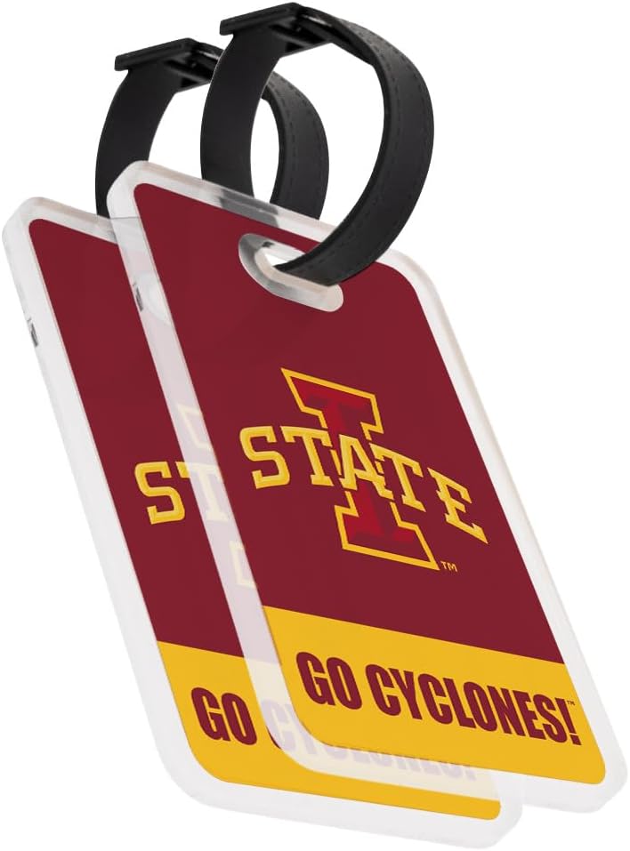 Desert Cactus Iowa State University Luggage Tag – Official ISU Cyclones 2 Pack Travel ID Label for Suitcases, Bags, and Carry-Ons (2-Pack Acrylic Luggage Tag B)