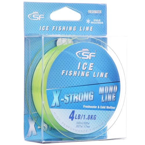 SF Ice Fishing Line X-Strong Monofilament Line Wire with Spool330Yds 4LB FG