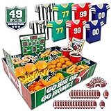 HonuGoGo 49-Piece Football Stadium Food Tray Kit – Paper Snack Boxes, Confetti...
