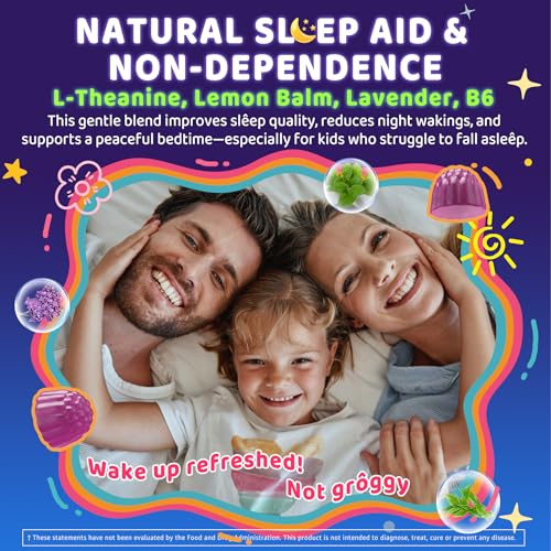 Image of Kids Sleep Gummies, NO Melatonin Sleep Aid Gummies w / Magnesium Glycinate, Magnesium Malate, L-Theanine, Lavender, B6, Zinc, D3K2 for Restful Sleep, Relax Brain & Muscle, Immune Support, Non-GMO 1Pack