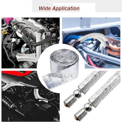 Image of Fuel Line Heat Shield heat wrap for wires fuel line heat shield sleeve hose heat shield sleeve - Heat Radiant and Prevent Vapor Lock Heat Shield for Brake Cable /Fuel Line /Spark Plug (1 /2''I.D.- 138'')