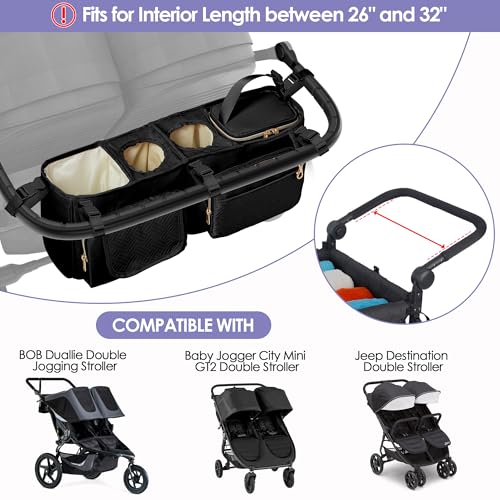 Prokva Double Stroller Organizer Compabitle with BOB Duallie and City Mini GT2 Double Stroller - Image 2