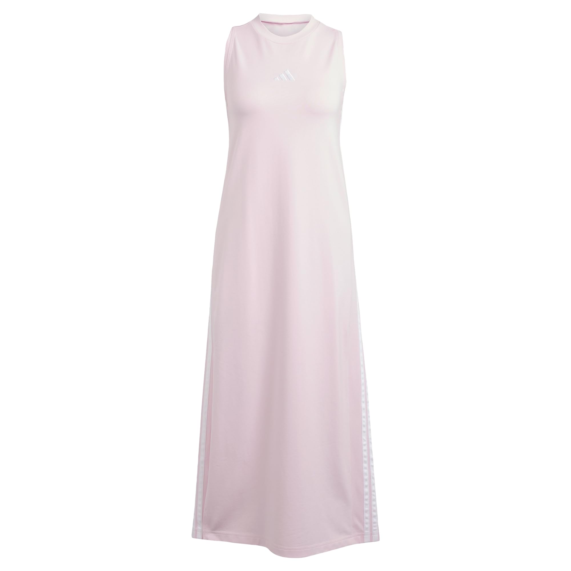 adidas Women's Essentials 3-Stripes Long Racerback Dress, Clear Pink/White, XS