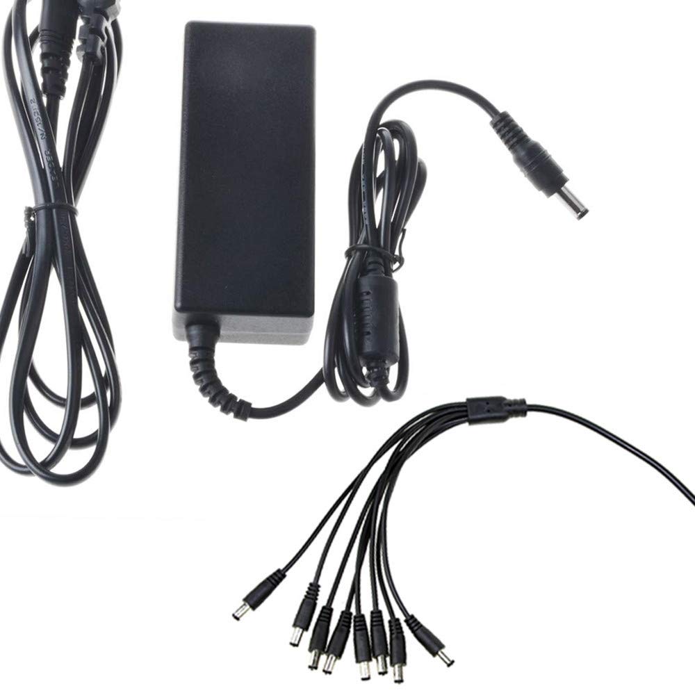 Accessory USA8 Way Splitter Cord + AC/DC Adapter for Samsung SDH-B74081 SDH-B74081-1TB SDH-B74081-2TB 8 Channel HD Security DVR Power Supply Cord Cable PS Charger Mains PSU