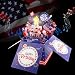 Happy Birthday Cards Fireworks, 250th Anniversary Birthday Card, 4th of July Table Decor American Flag Card, Lights, Music 3D Pop Up Birthday Cake Gift Card with Envelope & Note Tag for Veterans, Grandfathers, Fathers & Boys