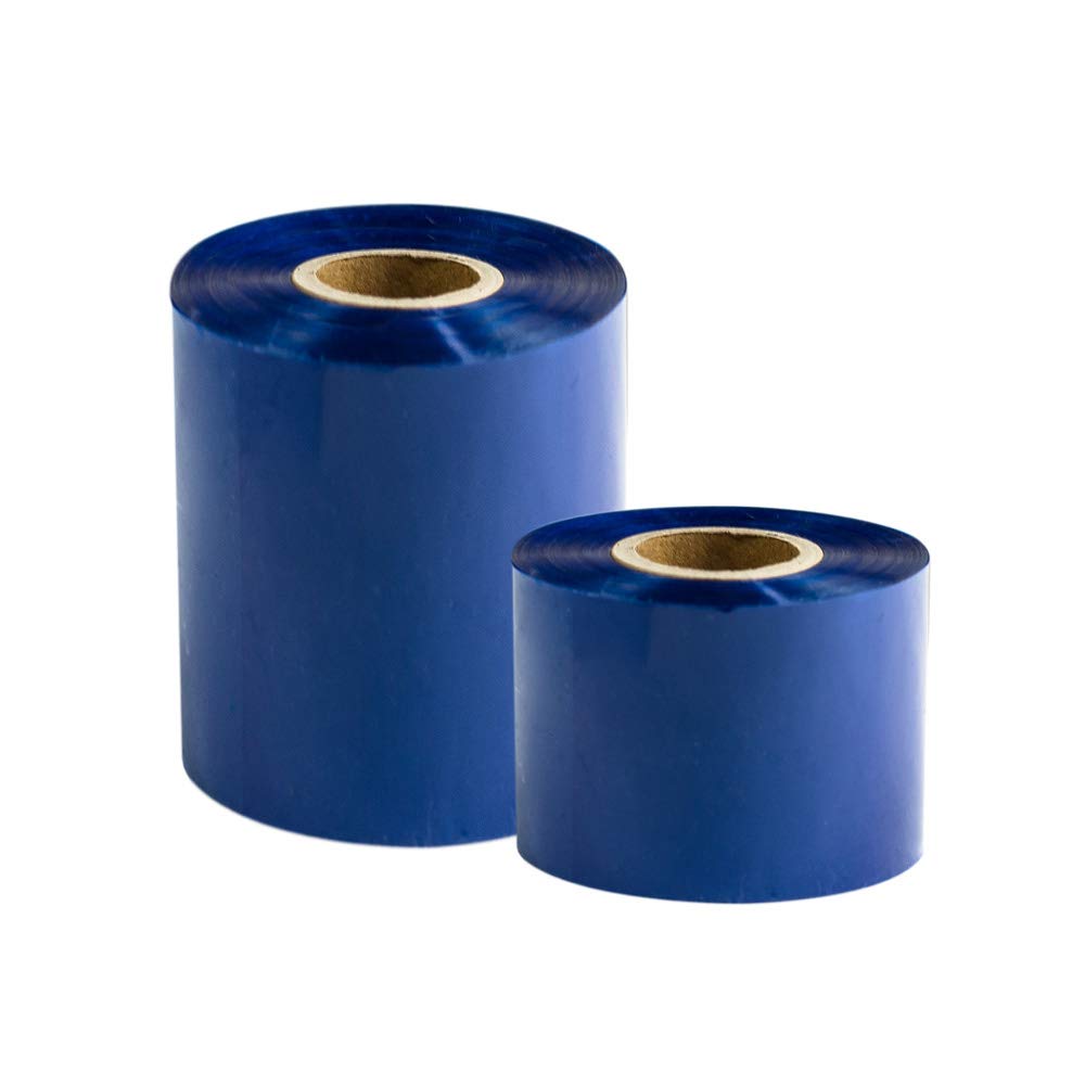 3 Rollen - Thermotransfer Farbband Wachs Qual: 100 | 84mm x 300m (Breite x Länge) | Farbe: Blau | Thermotransferrolle für Industriedrucker | HUTNER