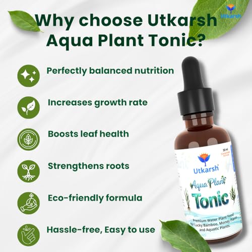 Image of Utkarsh Aqua Plant Tonic - 50 ml, Liquid Fertilizer for Plants Growing in Water | Premium Plant Food & Growth Booster for Lucky Bamboo, Aquatic and Money Plants, Pack of 1