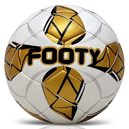 Brisko USA Footy Soccer Ball Size 5 - Hand Stitched, Leather Soccer Ball with Pump - Professional...