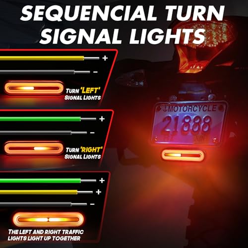 Image of Alopee 5 inch Universal Led Motorcycle Tail Lights 12V-80V, 1 Pack | Dual Color Rear Brake and Turn Signals IP67 Waterproof for Dirt Bike ATV Tail Light Scooter Truck Trailer and Golf Cart