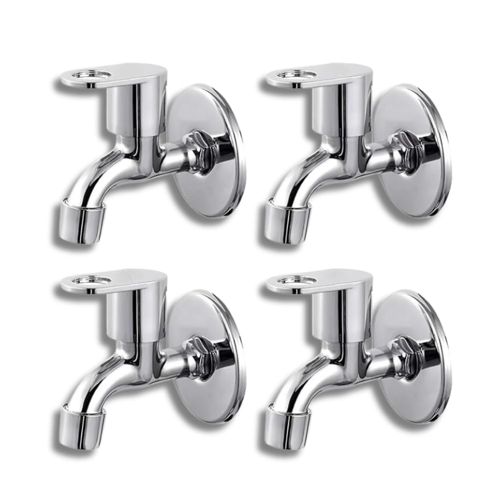 iRiS Series Stainless Steel Taps Set of 4 with Brass Catridge & Wall Flange/Long Body Tap for Bathroom and Kitchen/Bib Cock/Bath Water Taps/Taps for Showers, Sinks, Wash Basins- Chrome Finish (B0CRQL786S) Amazon Price History, Amazon Price Tracker