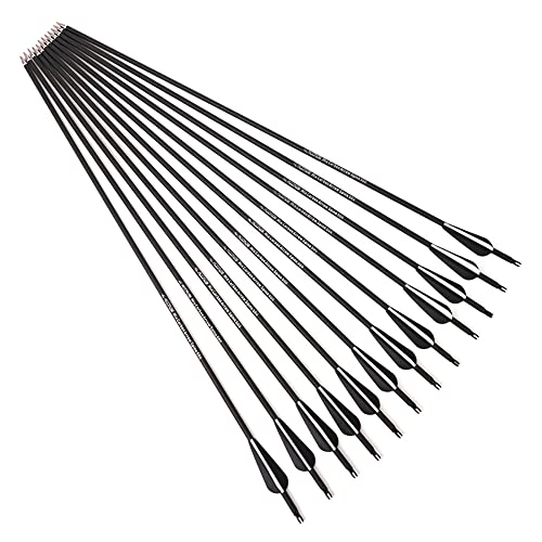 500 Spine Flèche 26 Pouces Flèche Flèches Carbone Flèche Cible Flèche de Chasse Arc à Poulies Arc Recurve Adulte Jeunesse Tir à l’Arc Entraînement 24pcs Cover