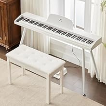 🎹 Expansive Sound Library - Elevate your playing with 800 tones, 600 rhythms, and 80 demo songs on this 88 keys piano keyboard. Experience realistic piano touch with touch-sensitive keys and a three-pedal system (sustain, soft, and sostenuto). This i...