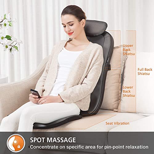 Snailax Shiatsu Back Massager Pad with Heat - Stress Relief Cushion for Home and Office, Great Gift for Men and Women