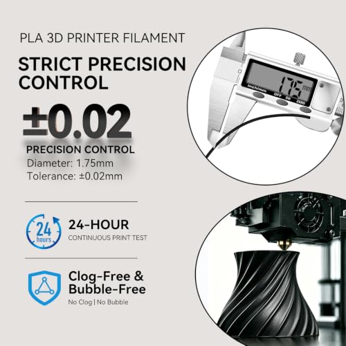 Image of Kingroon PLA 3D Printer Filament, Dimensional Accuracy + /- 0.02 mm, 1 kg Spool(2.2lbs), 1.75 mm,Black
