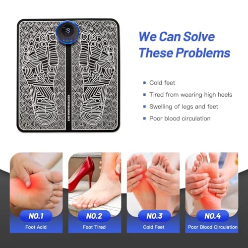 Juqoyue Masajeador Eléctrico de Pies, Almohadilla de Masaje Electroestimulador, Esterilla de Masaje EMS, Masajeador Muscular, Masaje Relajante de Pies, Masajeador de Fitness, USB - imagen 4