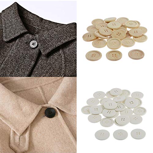 Generic 30x Botões de Madeira Natural Sem Pintura Prendedor de 4 Furos em Branco para Scrapbooking -