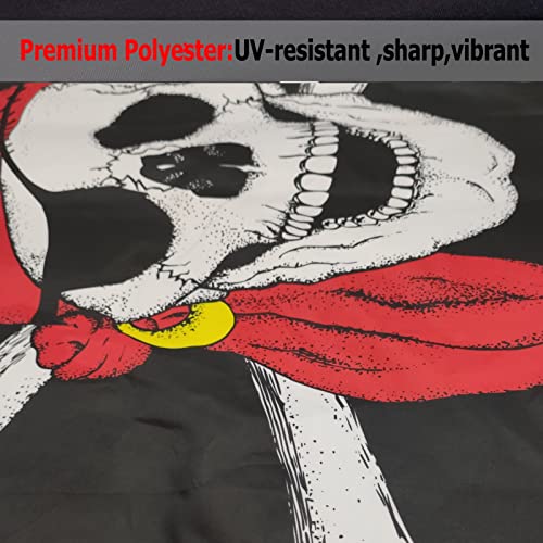 Pirate Jolly Roger Bandana Flag 3X5 Outdoor Double Sided Made In Usa-Red Bandana Pirate Flags With Skull Cross Bones Heavy Duty 3 Ply Banner For Outside Outdoor Indoor Boat #TOP4
