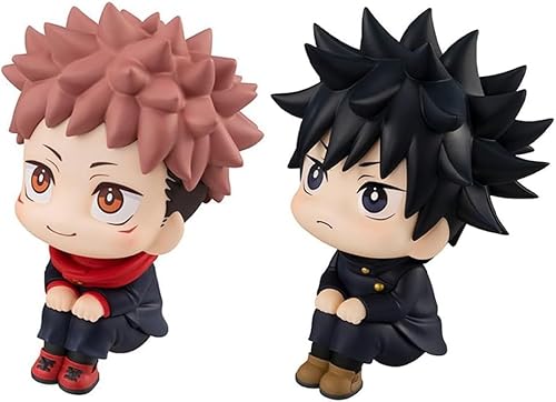 Xieyiwei 2pcs JJK Figurine Itadori Yuji Fushikuro Megumi Lookup Figure Statue 10cm Q Version Action Figure Collectible Model House Car Decoration