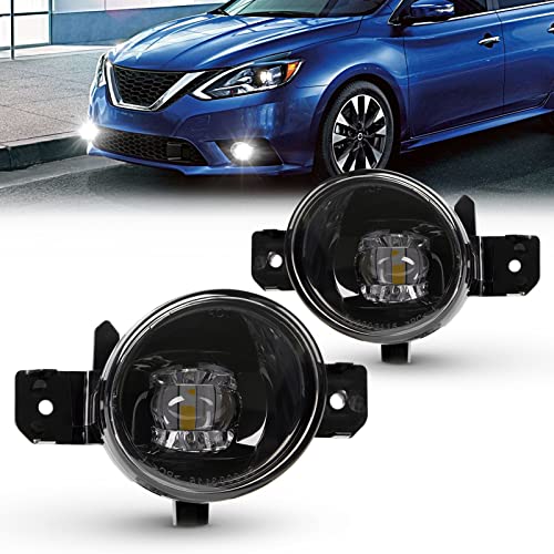RAPOOSANS LED Fog Lights Fog Lamps Assembly Kit for 04-19 Nissan Sentra/07-14 Maxima/08-10 Rogue/07-18 Altima Sedan with LED Bulbs