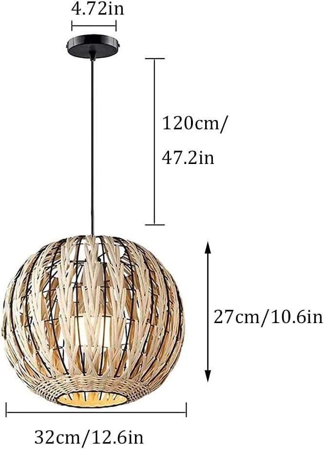 Chandelier rotan naturel design boho chic cage suspendue - 4