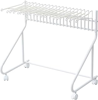 [Goswave] スラックスハンガー スラックスハンガーラック ズボンハンガー デニムハンガー ズボンラック 18本掛け 大容量 押し入れ クローゼット 無痕収納 省スペース キャスター付き 服掛け 5分簡単組立 出し入れムーズ 防滑シリコン 滑落防止 パンツラック ボトムスハンガー スチール製 高65×長75.9×幅42.8cm (白, 18本掛け)