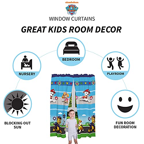 Image of Franco Kids Room Window Curtain Panels Drapes Set, 82 in x 63 in, Paw Patrol