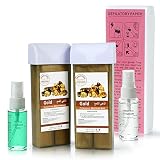 Roll On Wax Depilatory Wax Roller Hair Removal Waxing Kit,Beth Lee 2 Packs Golden Wax Cartridge and