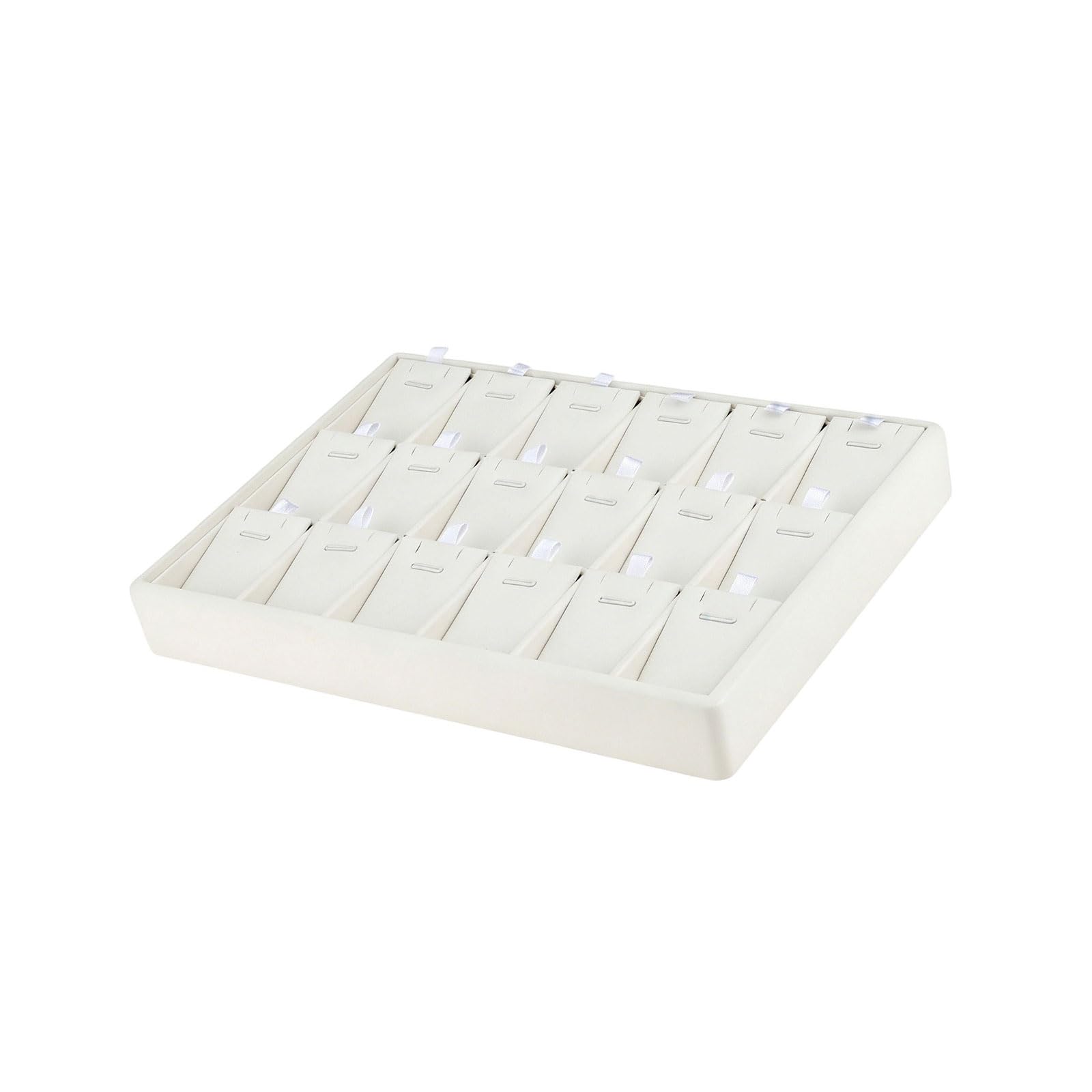 Kaeltsyn Modern Jewelry Display Tray in White Leather Providing Large Sections for Various Accessories Travel Jewelry Planner