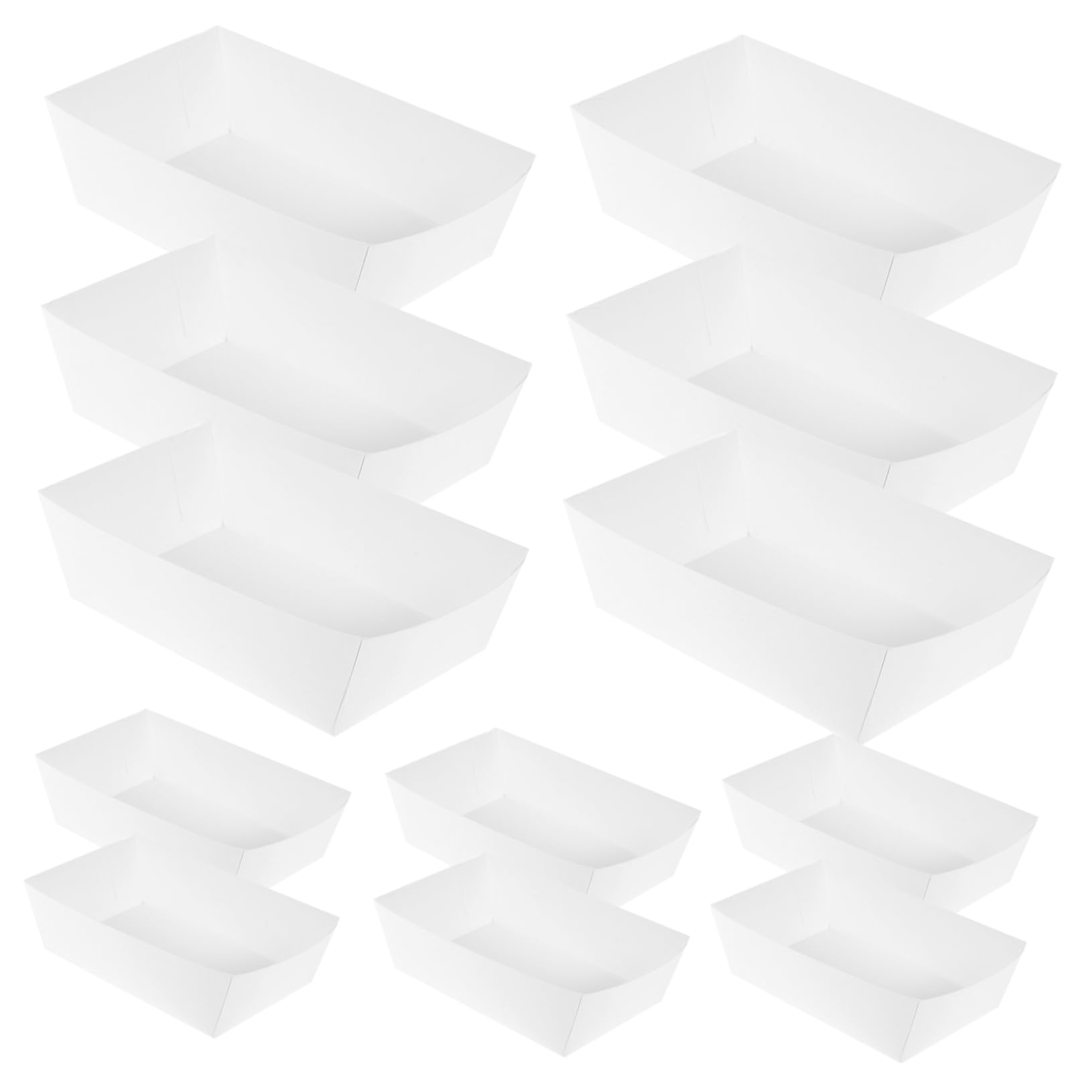 NAMOARLY 100pcs Box Small Paper Food Trays Hot Dog Trays Popcorn Bowl Food Serving Trays Mini Food Serving Platter Food Serving Boats French Fry Containers Waffle Popcorn Boxes Basket White