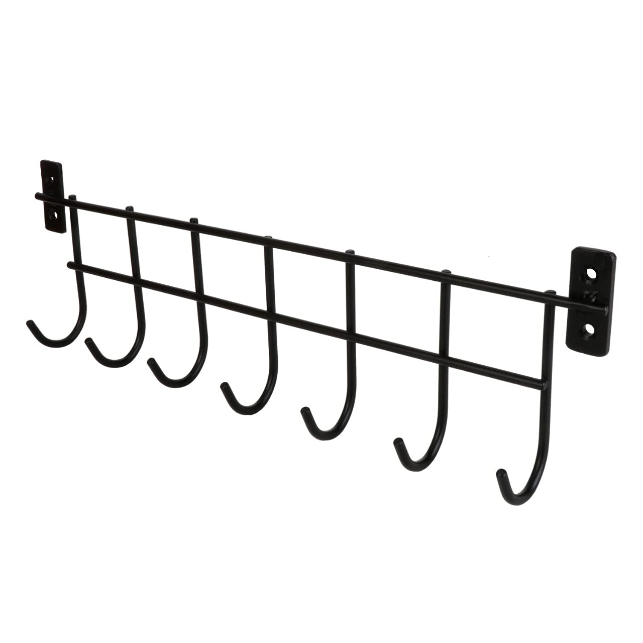 Appucoco Wall Mount 7 Hook Single Entryway, Closet, Bathroom & Kitchen Utensil Keys Storage Holder (Black, 1)