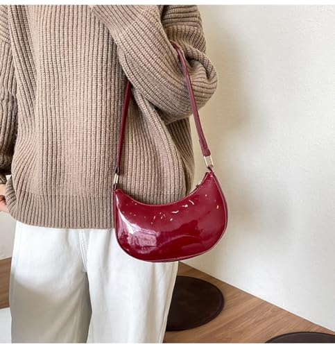 Image of Patent Leather Evening Purse Shiny Clutch MINI Hobos Armpit Shoulder Bag