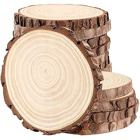 FUNSUEI 12 PCS 6-7 Inches Unfinished Natural Wood Slices, Natural Wood Coasters with Bark, Wooden Circles for DIY Arts and Crafts, Christmas Ornaments, Rustic Wedding Christmas Ornaments Cover