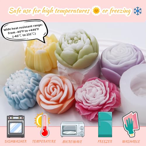 Moules en silicone pour bougies 3D fleurs et savon artisanal - 4