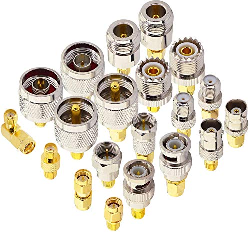 YILIANDUO 20 Type Set HF Koax Adapter Kits SMA Buchse auf SMA/BNC/N-Typ/F/UHF Buchse Gerade Vergoldeter Vernickelter Erweiterungs Adapter mit Eingesackt Cover