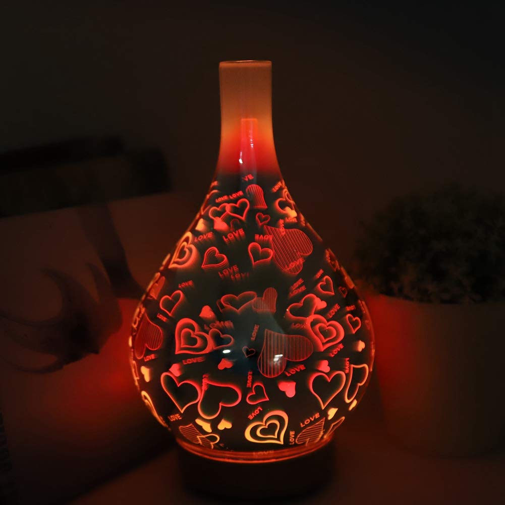 Diffusore e umidificatore di oli essenziali per aromaterapia ad ultrasuoni da 100 ml con luce notturna a LED per camera da letto